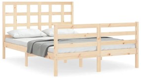 3193956 vidaXL Cadru de pat cu tăblie, dublu mic, lemn masiv