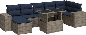 vidaXL Set canapele grădină cu perne 8 piese gri poliratan/lemn acacia