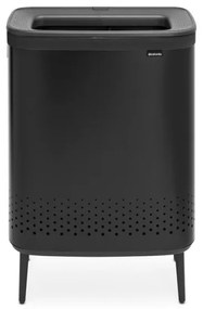 Cos de rufe Brabantia Bo 1004177, 2x45 L, Umplere fara deschidere, Orificii aerisire, Picioare reglabile, Negru