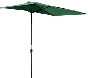 Outsunny Umbrelă Semicirculară de Perete cu Deschidere cu Manivelă şi Orificii de Ventilaţie, 230x130x245 cm, Verde | Aosom Romania