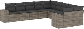 vidaXL Set mobilier de grădină cu perne, 10 piese, gri, poliratan