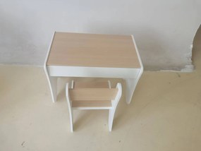 AIYAPLAY Set masă și scaun pentru copii, cu sertar, 3-8 ani, margini rotunjite, pentru camera copilului, living, grădiniță, alb | Aosom Romania