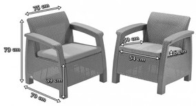 Set fotolii Corfu duo, culoare cappuccino, cu pernă nisip