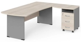 Statie de lucru de colt Manager 200 x 160 cm, dreapta, salcâm deschis / gri