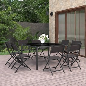 3073515 vidaXL Set mobilier de exterior, 9 piese, oțel