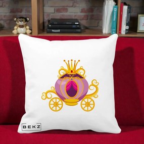 Perna Decorativa Trasura Regala Aurie, 40x40 cm, Alba Mata, Husa Detasabila, Perna Inclusa, BEKZ®