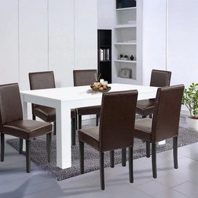 Set de masă Leon 6+1 alb-maro
