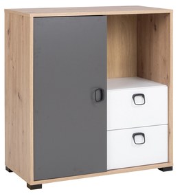 Comodă Kevyt 7 (stejar artisan + alb + grafit). 1087391