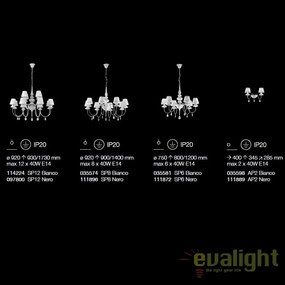 Candelabru 12 brate diametru 92cm BLANCHE SP12 BIANCO 114224