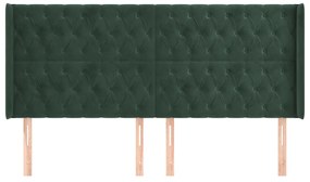 Tablie pat cu aripioare verde inchis 203x16x118 128 cm catifea 1, Verde inchis, 203 x 16 x 118 128 cm