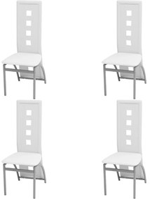 Set masa cu scaune, 5 piese, alb Alb, 5