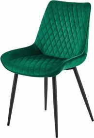 OFERTA Scaun din catifea verde inchis VERDO cu picioare negre Calitatea a II-a