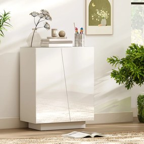HOMCOM Dulap Multifuncțional cu 3 Nivele, Design Modern din PA Alb, Poliță Reglabilă, Bază Înălțată, 70x40x88 cm | Aosom Romania