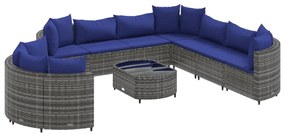 3308415 vidaXL Set mobilier de grădină cu perne, 10 piese, gri, poliratan