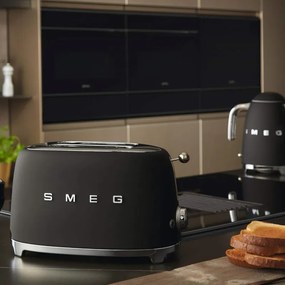 Prаjitor de pаine SMEG 50's Style TSF01BLMEU, 950 W, 2 felii, 6 trepte, Tava pentru firimituri, Cablu integrat, Otel inoxidabil, Negru mat