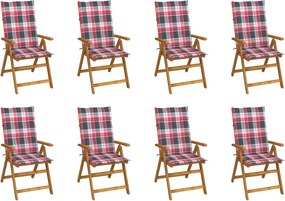 vidaXL Scaune grădină pliabile cu perne, 8 buc., lemn masiv acacia