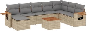 vidaXL Set canapele de grădină, 9 piese, cu perne, bej, poliratan