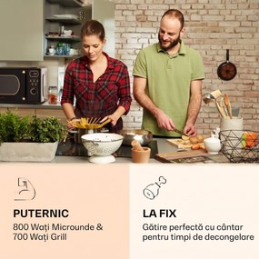 Klarstein Julieta, cuptor cu microunde cu grill, 20 litri, 700 / 800 W, Ø25,5cm, 8 programe