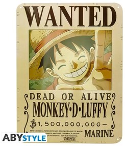 Placă metalică One Piece - Luffy Wanted New World