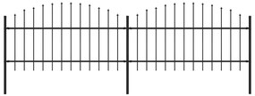 Gard de gradina cu varf sulita, negru, (1-1,25) x 3,4 m otel 1, 100-125 cm, 3.4 m
