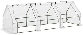 Outsunny Seră de Grădină Tip Tunel din PE pentru Cultivarea Plantelor și Florilor, cu Uși cu Fermoar, 270x90x90 cm, Alb | Aosom Romania