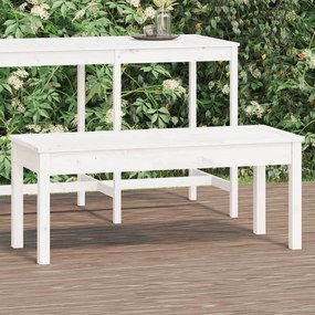 824005 vidaXL Bancă de grădină, alb, 109x44x45 cm, lemn masiv de pin