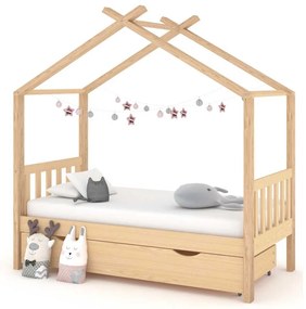 vidaXL Cadru pat de copii, cu un sertar, 80x160 cm, lemn masiv de pin