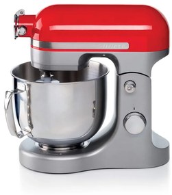 Mixer planetar Ariete MODERNA 1589/00, 3200W, 5.5 L, 11 viteze, Carcasa aluminiu, Accesorii, Roșu/Inox