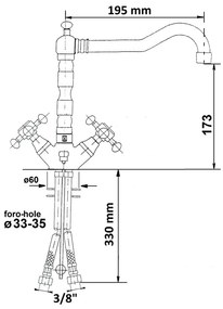 Baterie în culoarea bronzului pentru chiuvetă înaltă Antea – Sapho