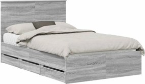 vidaXL Cadru de pat cu sertar Gri Sonoma 120 x 190 cm Lemn Ingineresc
