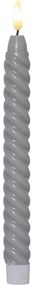 Set de 2 lumânări LED din ceară gri Star Trading Flamme Swirl Antique, înălțime 25 cm