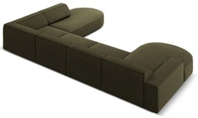 Colțar verde cu tapițerie din catifea (cu șezlong pe partea dreaptă) Jodie - Micadoni Home