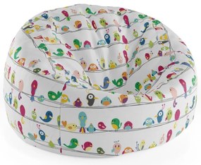 Sac de șezut Cocoon păsărele - pentru copii, alb