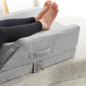 Perna ortopedica ridicare picioare, inaltime reglabila 3 niveluri, memory foam cu gel, husa matlasata, Gri
