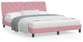 3207934 vidaXL Cadru de pat cu tăblie, roz, 160x200 cm, catifea