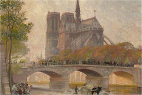 Tablou - Robert William Vonnoh, Notre Dame de Paris, reproducere (90x60 cm)