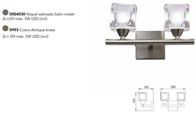 Aplica de perete design modern CUADRAX 2L nickel