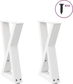 vidaXL Picioare pentru măsuță de cafea, 2 buc., alb, 38x(42-43,3) cm, oțel