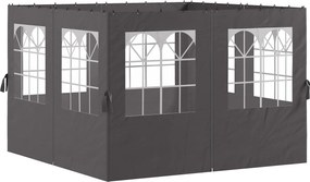 Outsunny Panouri laterale pentru pergolă, 4 panouri laterale pentru pavilion de grădină, cu fermoare, 3 x 4 m pergolă, Gri închis | Aosom Romania