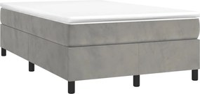 vidaXL Pat box spring cu saltea, gri deschis, 120x190 cm, catifea