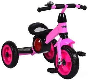 Tricicleta cu pedale NOVOKIDS™ Bonphire ,cu melodii si lumini, max 20 kg, roti din spuma cauciucata, cadru metalic, dimensiuni 68X45X47 cm, Roz