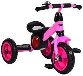 Tricicleta cu pedale NOVOKIDS™ Bonphire ,cu melodii si lumini, max 20 kg, roti din spuma cauciucata, cadru metalic, dimensiuni 68X45X47 cm, Roz