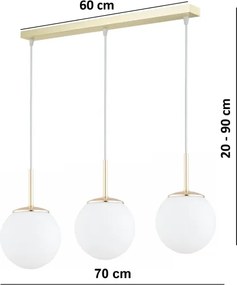 Brilagi - Lustra suspendată pe cablu MILO 3xE27/60W/230V aurie