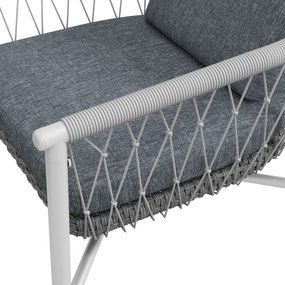 Outsunny Mobilier de grădină, 4 piese, Funcție de leagăn, Perne pentru șezut, Rattan PE, Cadru metalic, Gri | Aosom Romania