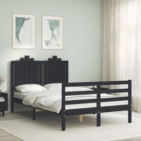 3194180 vidaXL Cadru de pat cu tăblie, negru, 120x200 cm, lemn masiv