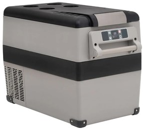 vidaXL Ladă frigorifică cu mâner, negru și gri, 55 L, PP și PE