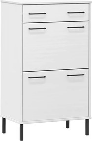 vidaXL Pantofar cu picioare metalice „OSLO”, alb, lemn masiv pin