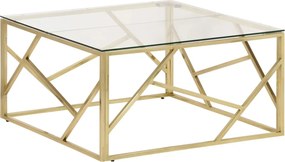 vidaXL Măsuță de cafea, oțel inoxidabil auriu și sticlă securizată