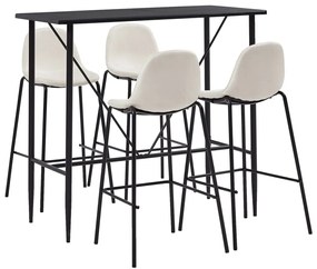 Set mobilier de bar, 5 piese, crem, material textil