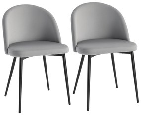 HOMCOM Set 2 Scaune Confortabile pentru Sufragerie și Bucătărie Tapitate cu Catifea Gri Design Modern 49x50x77 cm | Aosom Romania
